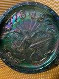 Vintage Indiana Glass Blue Carnival Eagle Plate Bicentennial 1776-1976