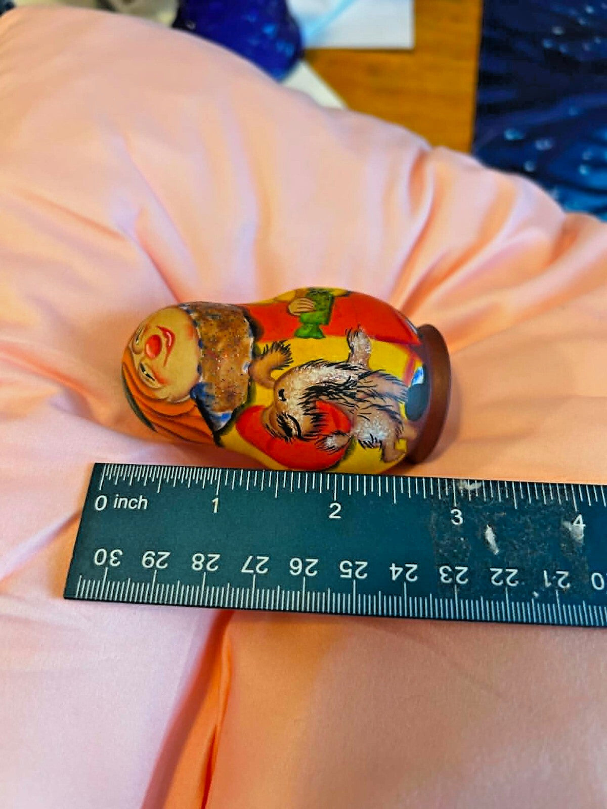 Cyrillic Signed Russian Style Roly Poly Matryoshka Doll Animals Folk Art