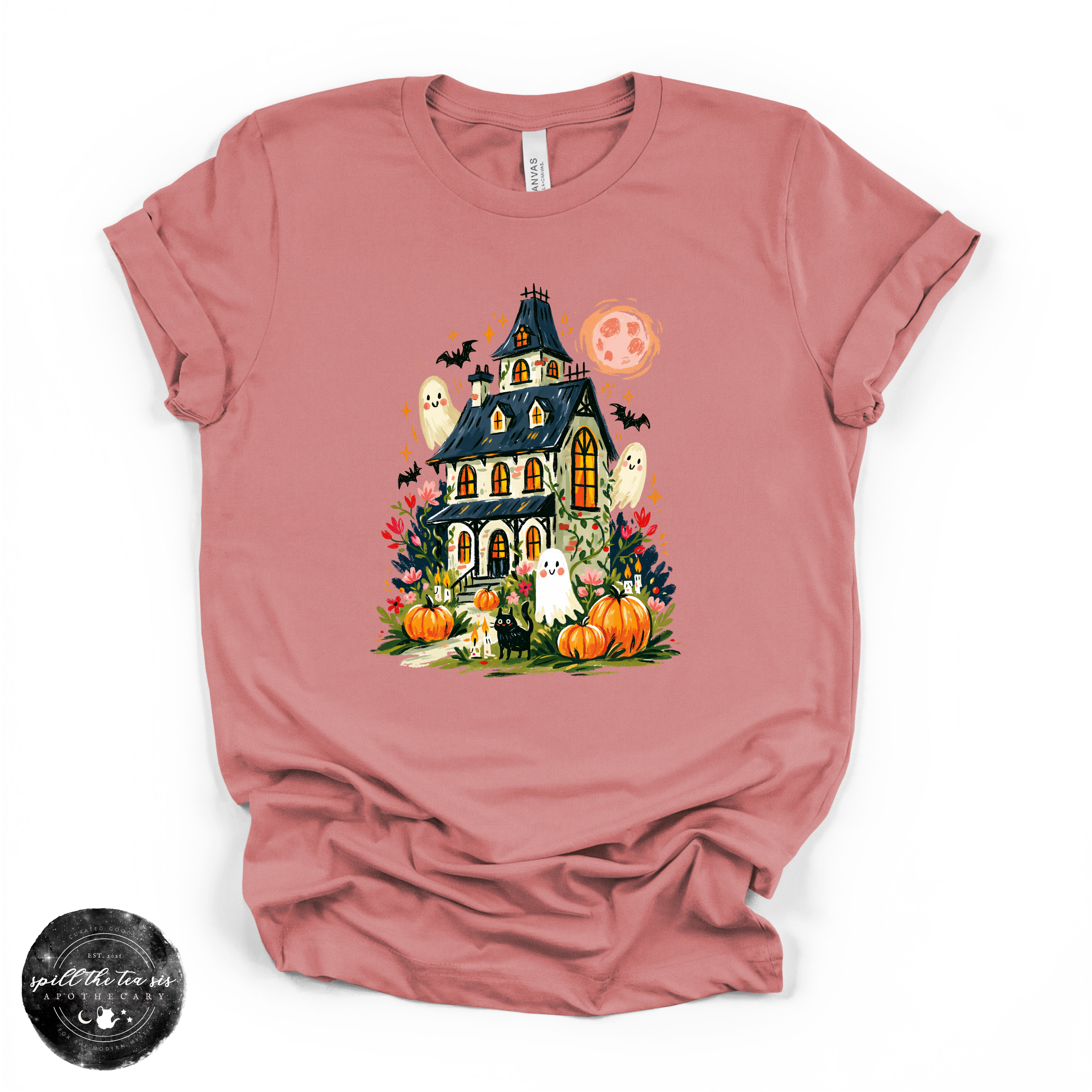 Fun Halloween Haunted House Tee | Vintage Spooky House Graphic T-Shirt