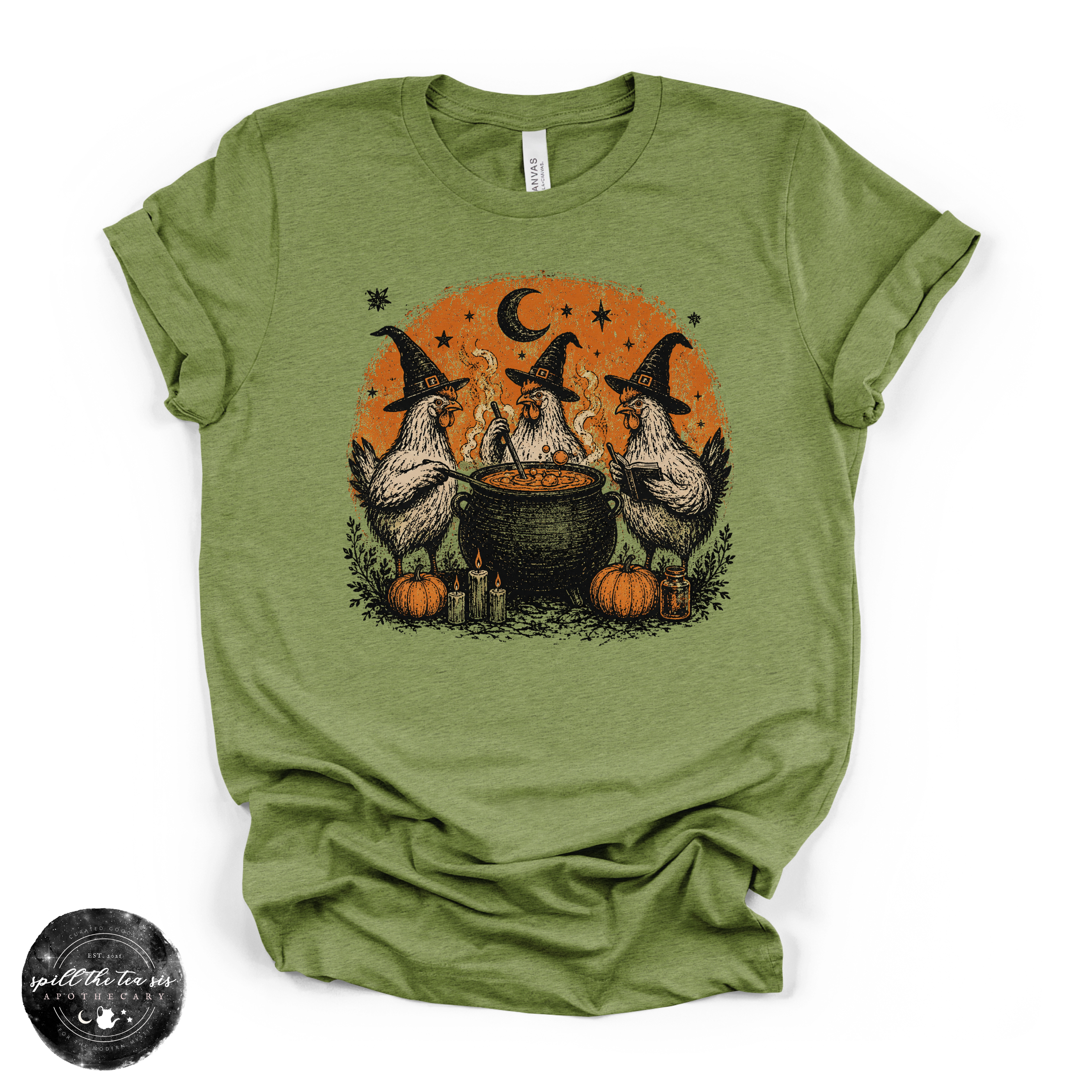 Chicken Witch Trio Tee | Funny Halloween Chicken Graphic T-Shirt