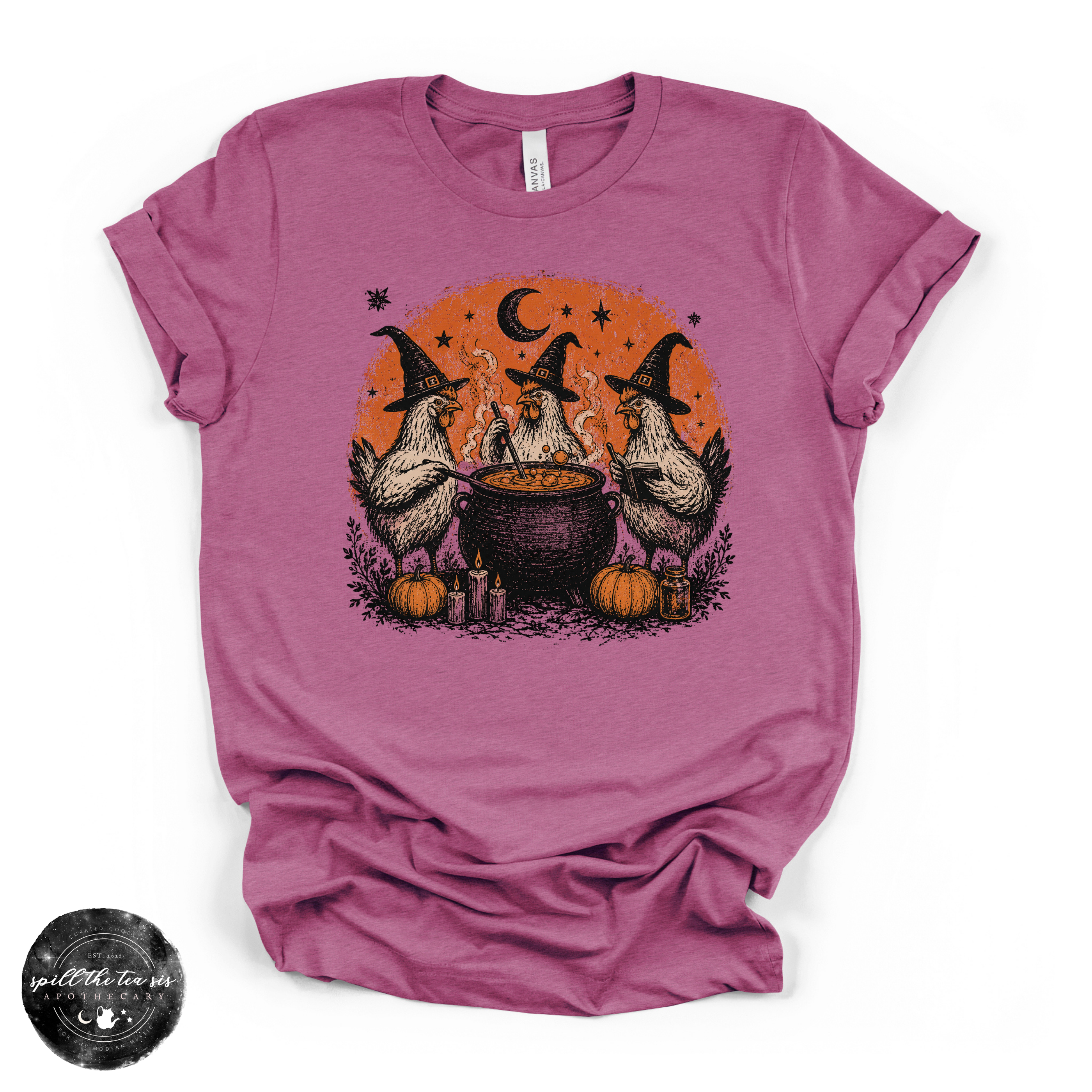 Chicken Witch Trio Tee | Funny Halloween Chicken Graphic T-Shirt