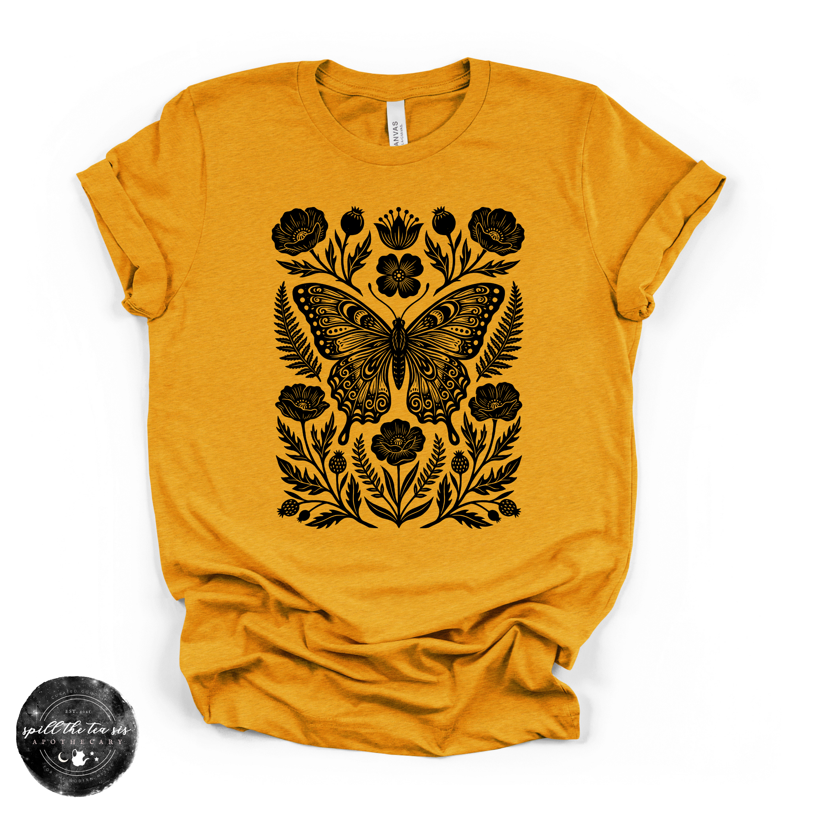 Black Butterfly Moth Fall Tee | Gothic Autumn Graphic T-Shirt