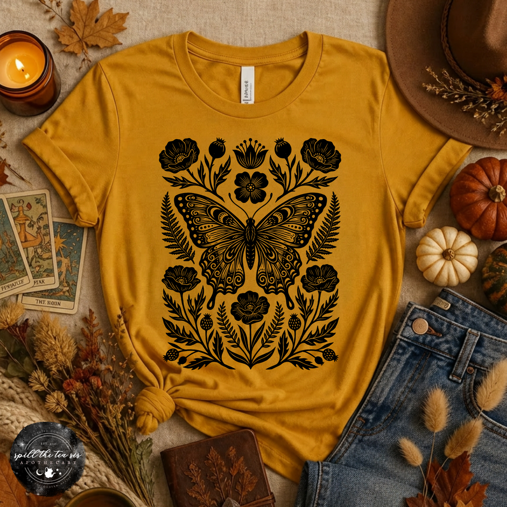 Black Butterfly Moth Fall Tee | Gothic Autumn Graphic T-Shirt