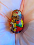 Cyrillic Signed Russian Style Roly Poly Matryoshka Doll Animals Folk Art