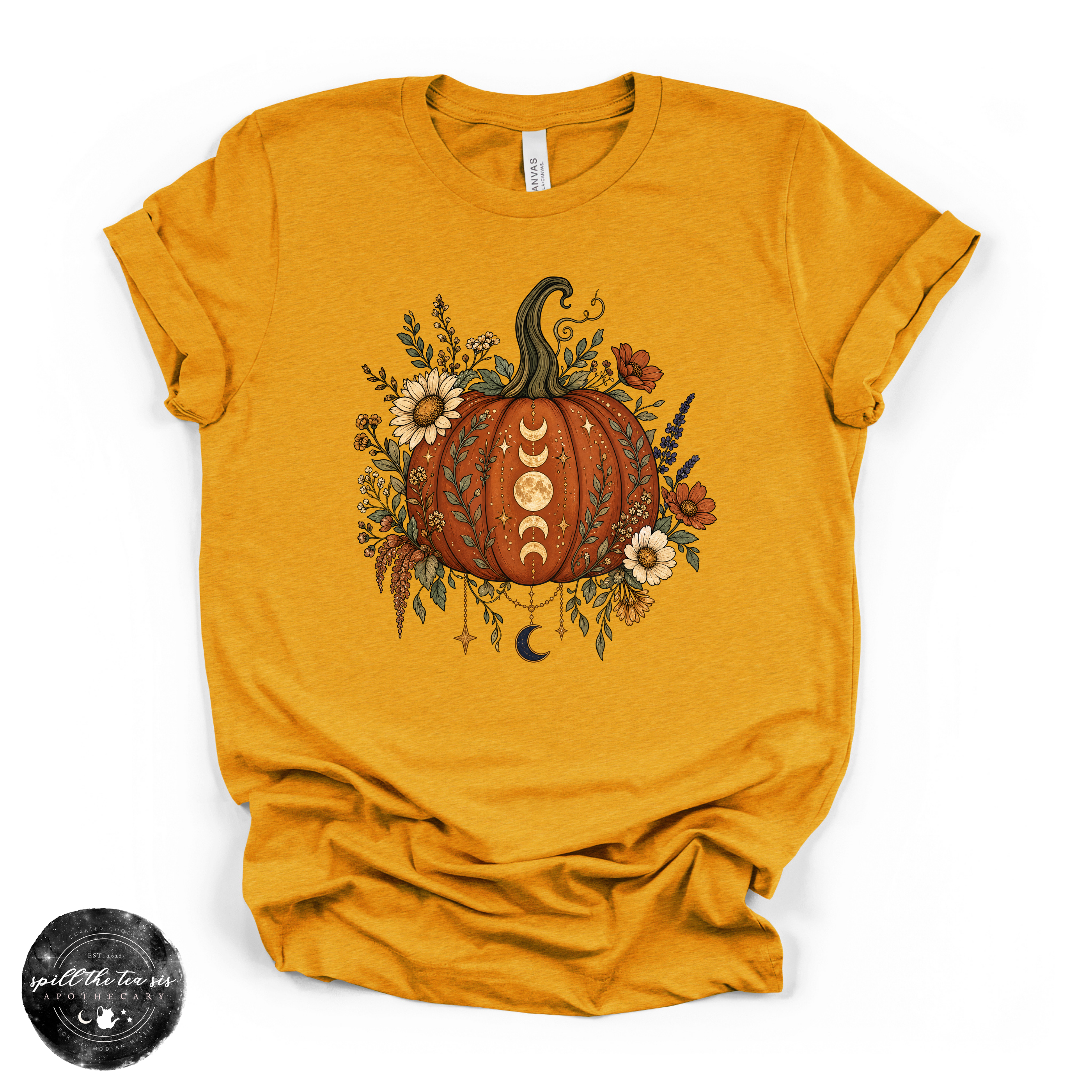 Moon Phase Pumpkin Tee | Celestial Fall Graphic T-Shirt