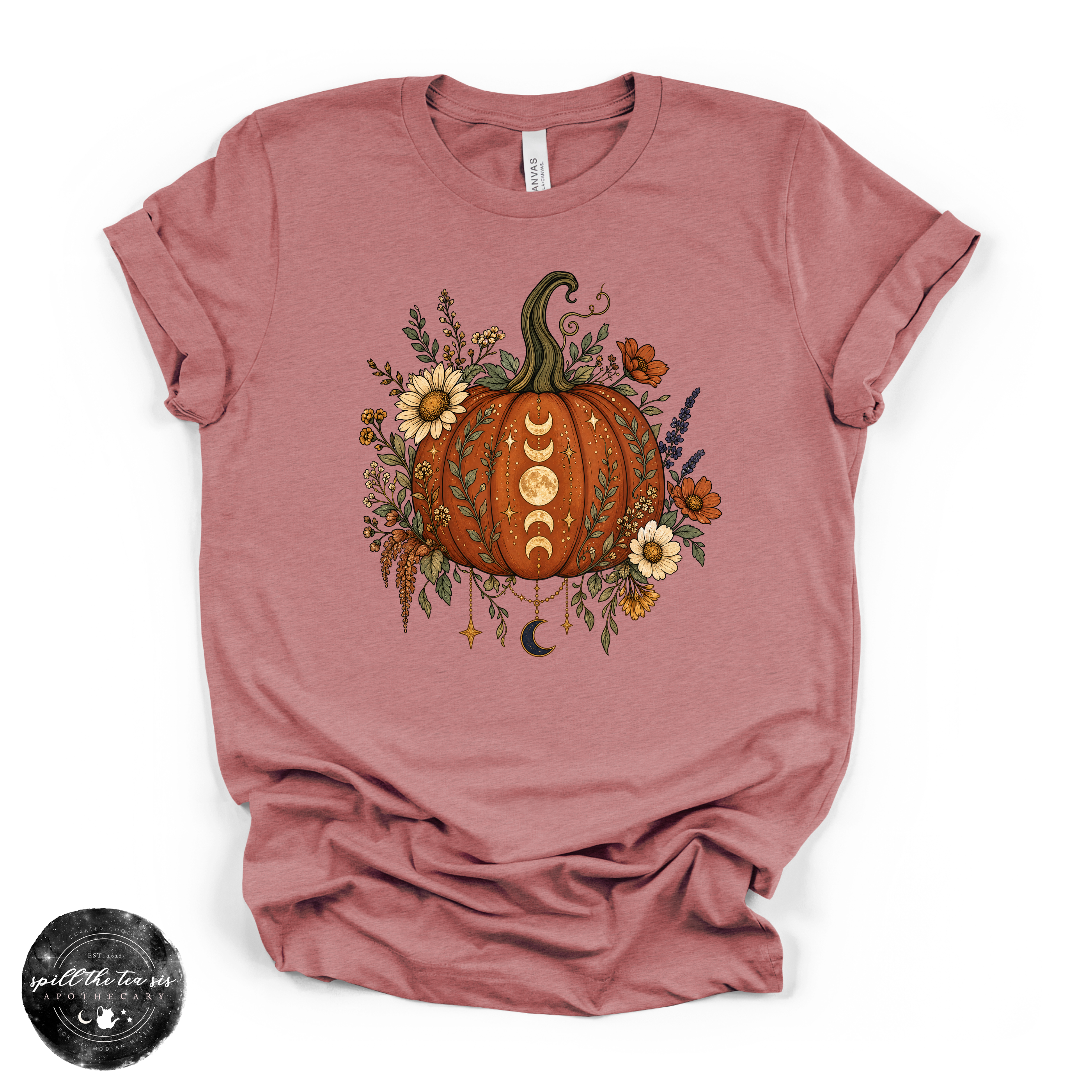 Moon Phase Pumpkin Tee | Celestial Fall Graphic T-Shirt