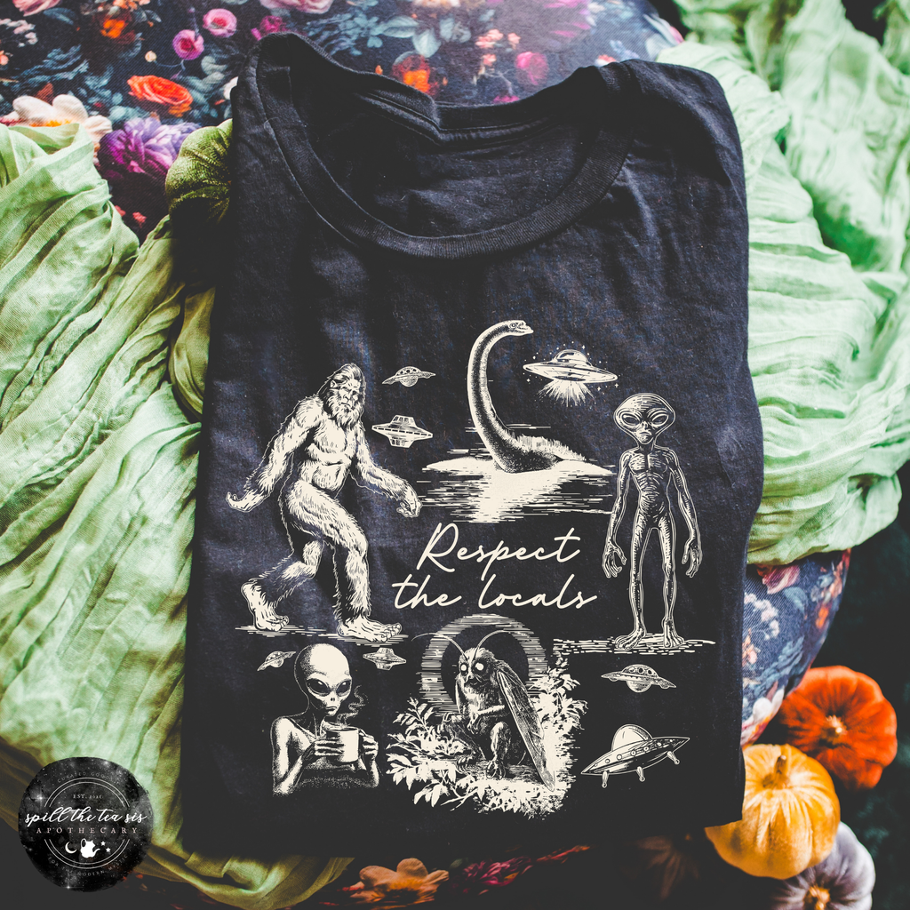 The Locals Cryptids Tee | Cryptid Graphic T-Shirt {WHITE DESIGN}