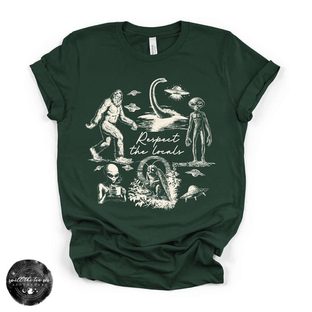 The Locals Cryptids Tee | Cryptid Graphic T-Shirt {WHITE DESIGN}