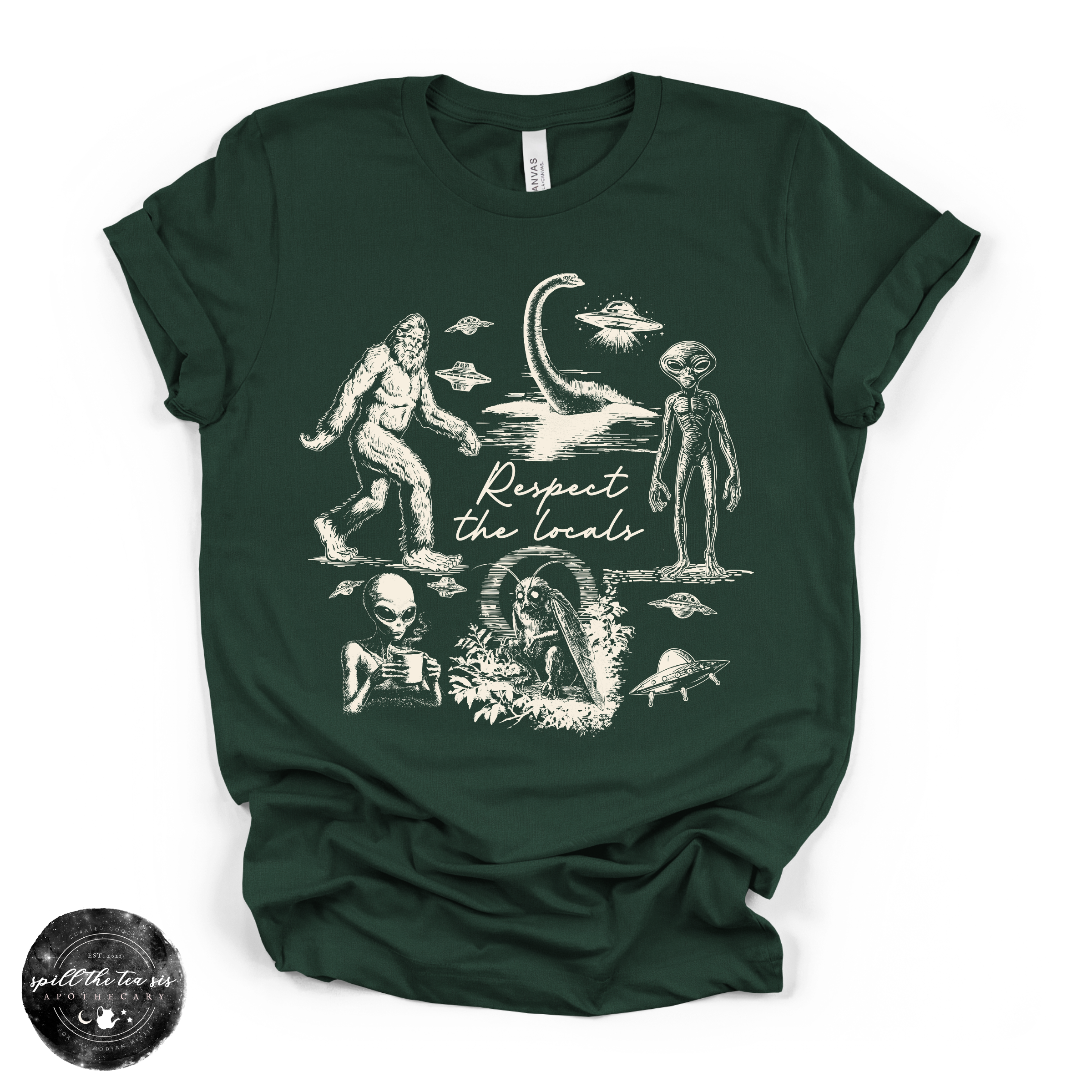 The Locals Cryptids Tee | Cryptid Graphic T-Shirt {WHITE DESIGN}