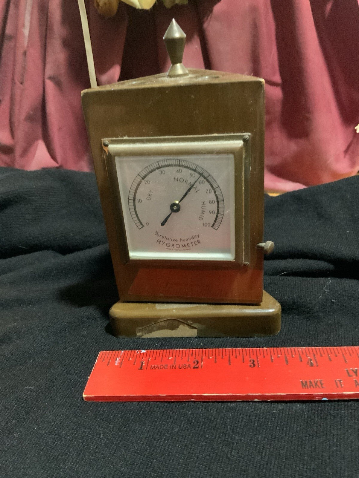 Vintage West Germany Rotating Brass Desk Weather Station Barometer MCM