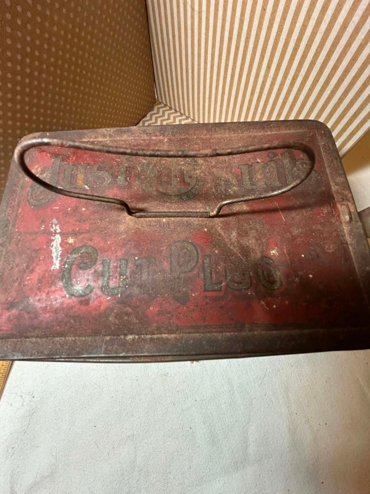 Antique Just Suits Cut Plug Tobacco Tin Buchanan & Lyall Lunch Pail