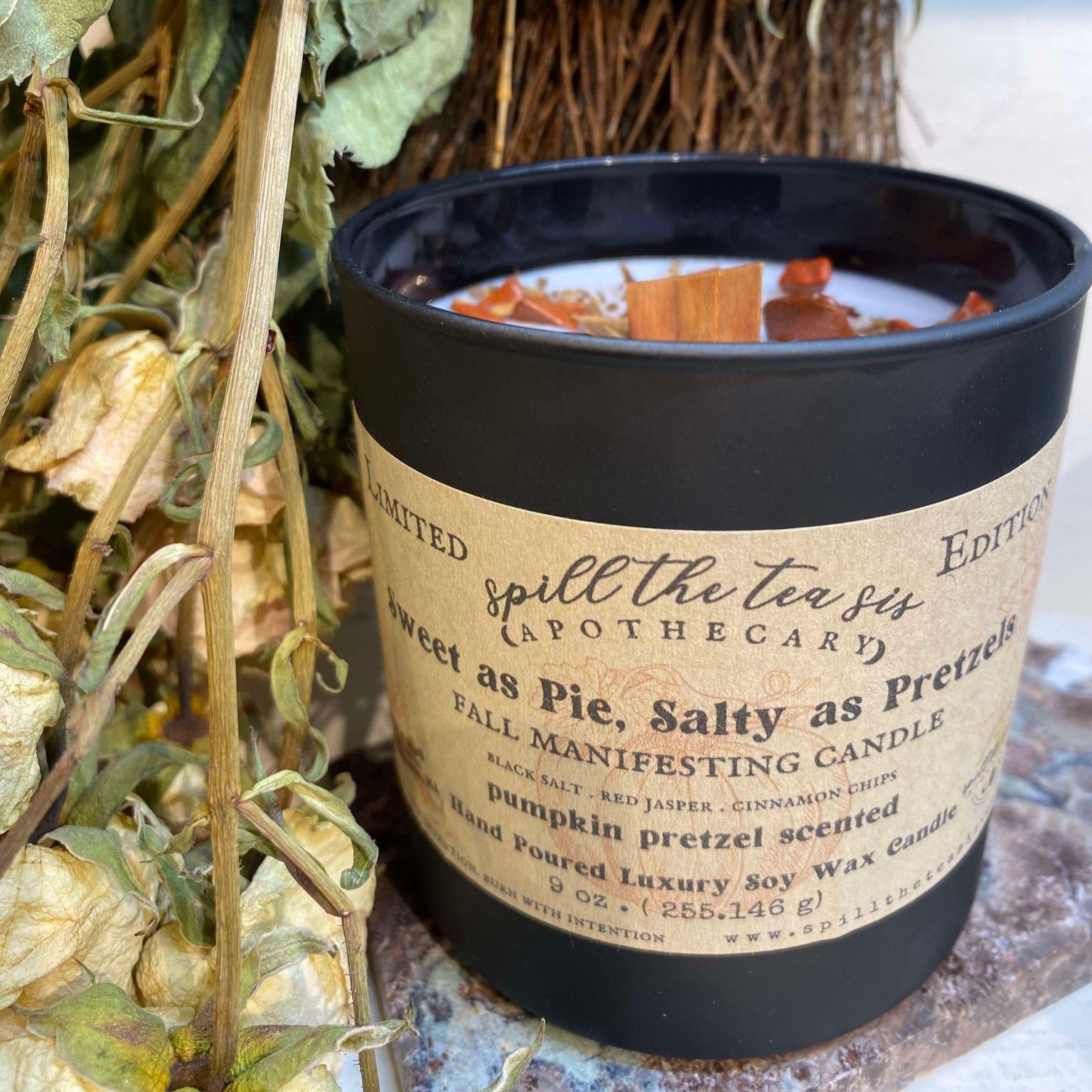 Sweet as Pie, Salty as Pretzels Intention Candle | Pumpkin Butter & Marshmallow Fall Soy Candle
