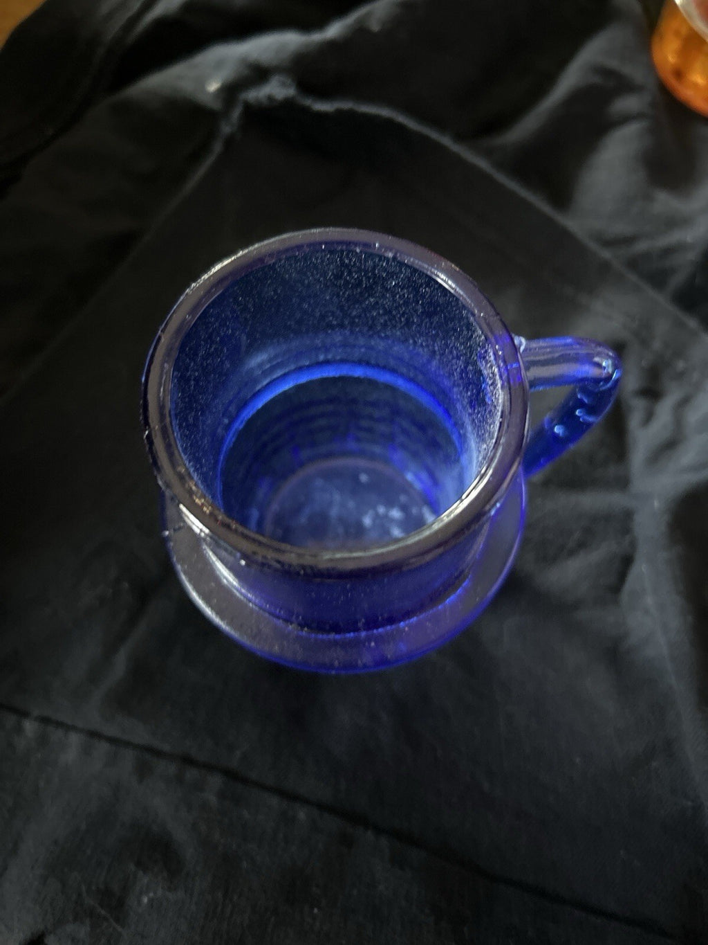 Vintage Mr Peanut Cobalt Blue Glass Mug Planters Peanut Character Cup