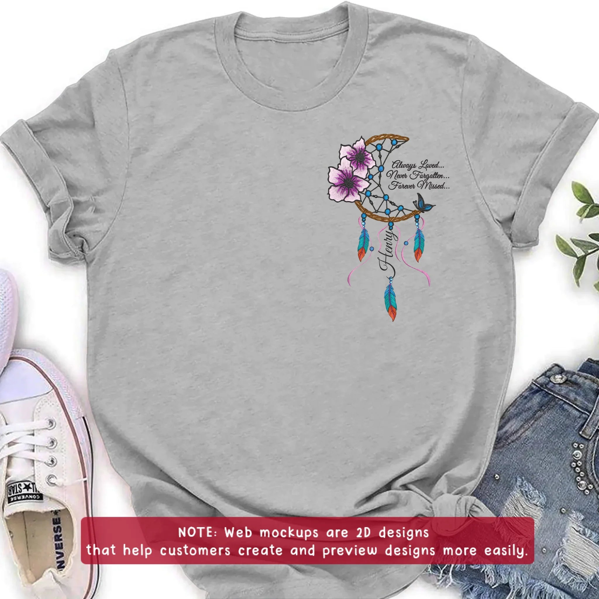 Personalized Memorial Embroidered T-Shirt/Sweater/Hoodie - Memorial Gift Idea - Always Loved Never Forgotten Forever Missed