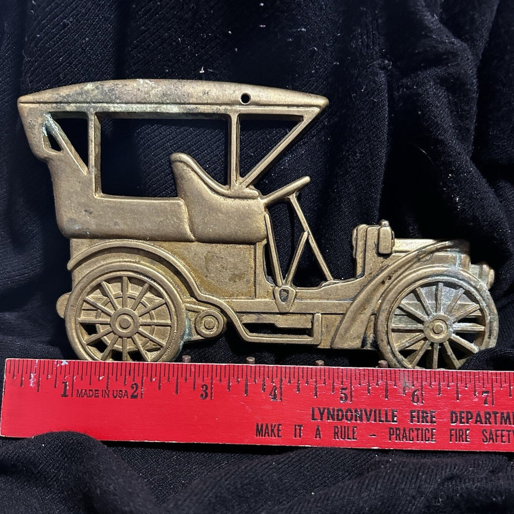 Vintage Solid Brass Model T Automobile Key Rack Wall Hook Holder 4 Hook