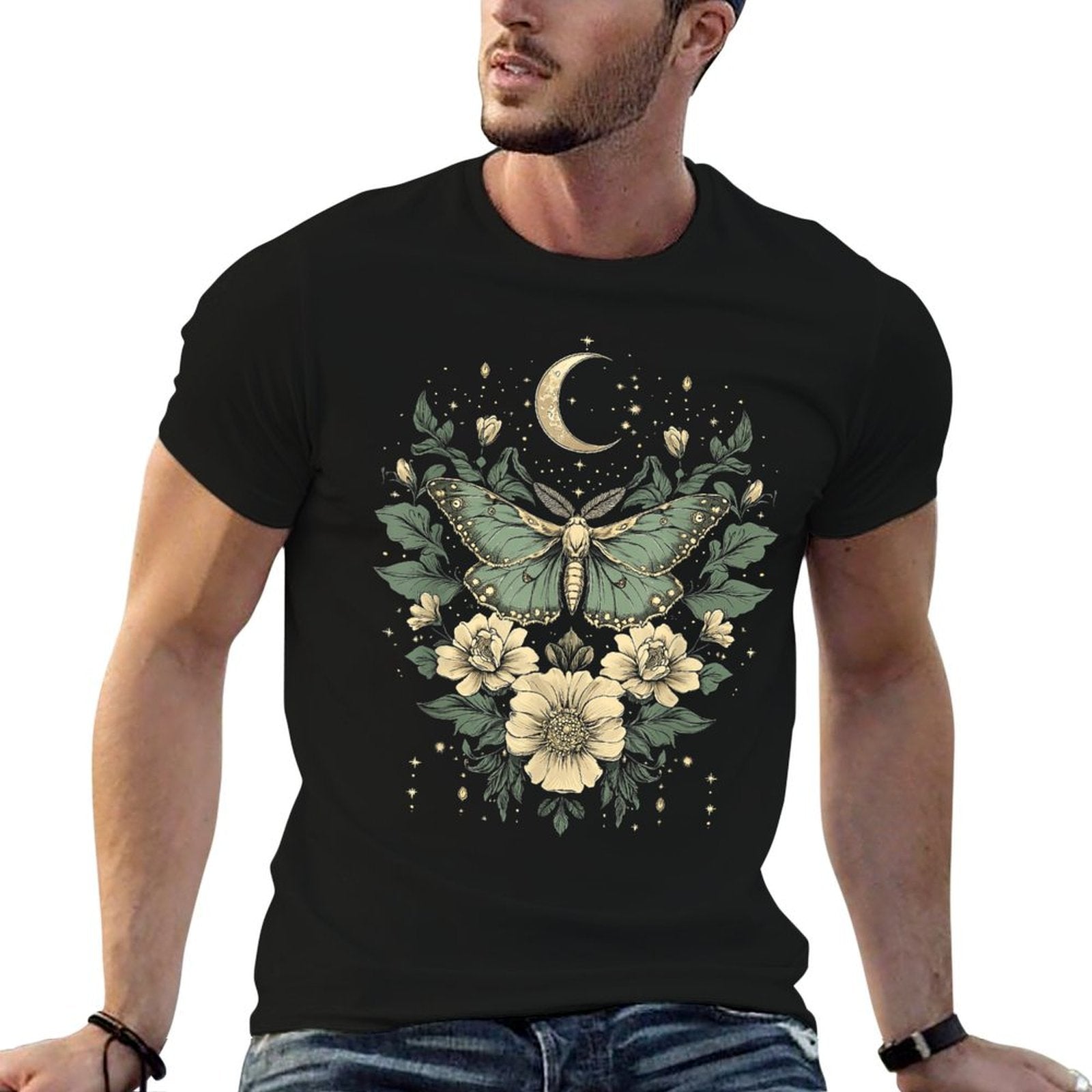 Goblincore Moth And Butterfly Moonphases Flowers Cottagecore Affordable Price T-Shirt