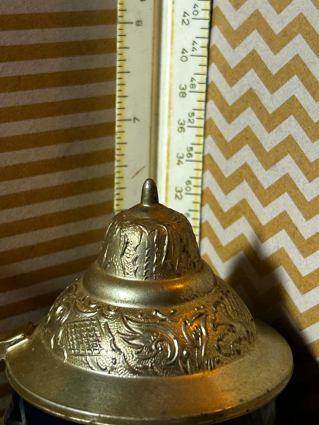 Vintage German DBGM 66 Beer Stein with Pewter Lid and Tavern Scenes