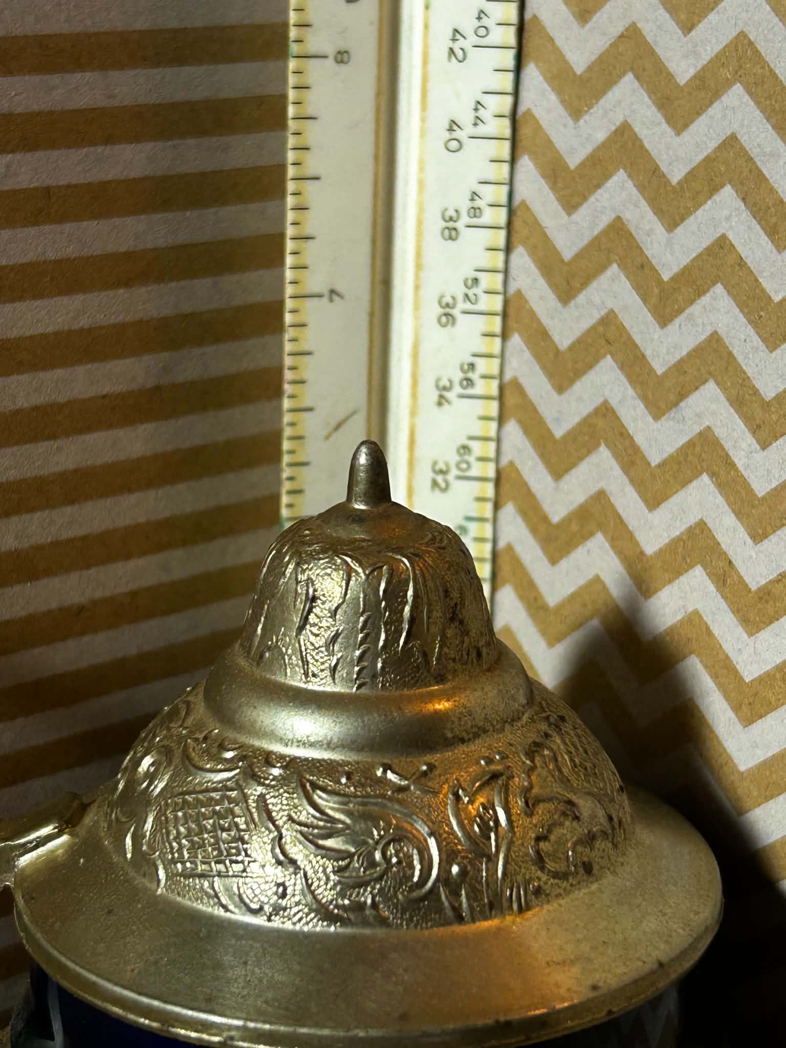 Vintage German DBGM 66 Beer Stein with Pewter Lid and Tavern Scenes