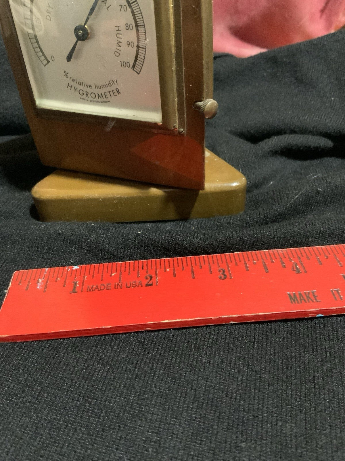 Vintage West Germany Rotating Brass Desk Weather Station Barometer MCM