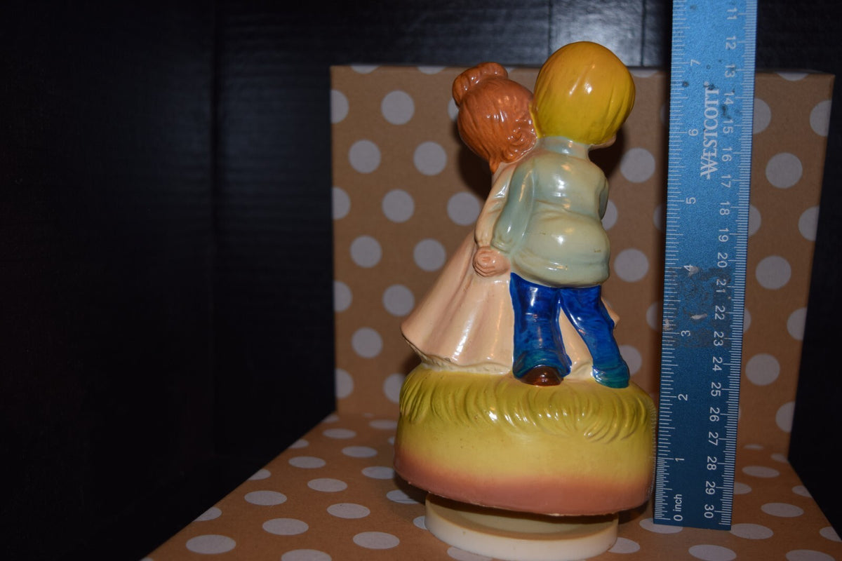 Vintage Boy Girl Dancing Working Music Box Ceramic Figurine Nursery Decor
