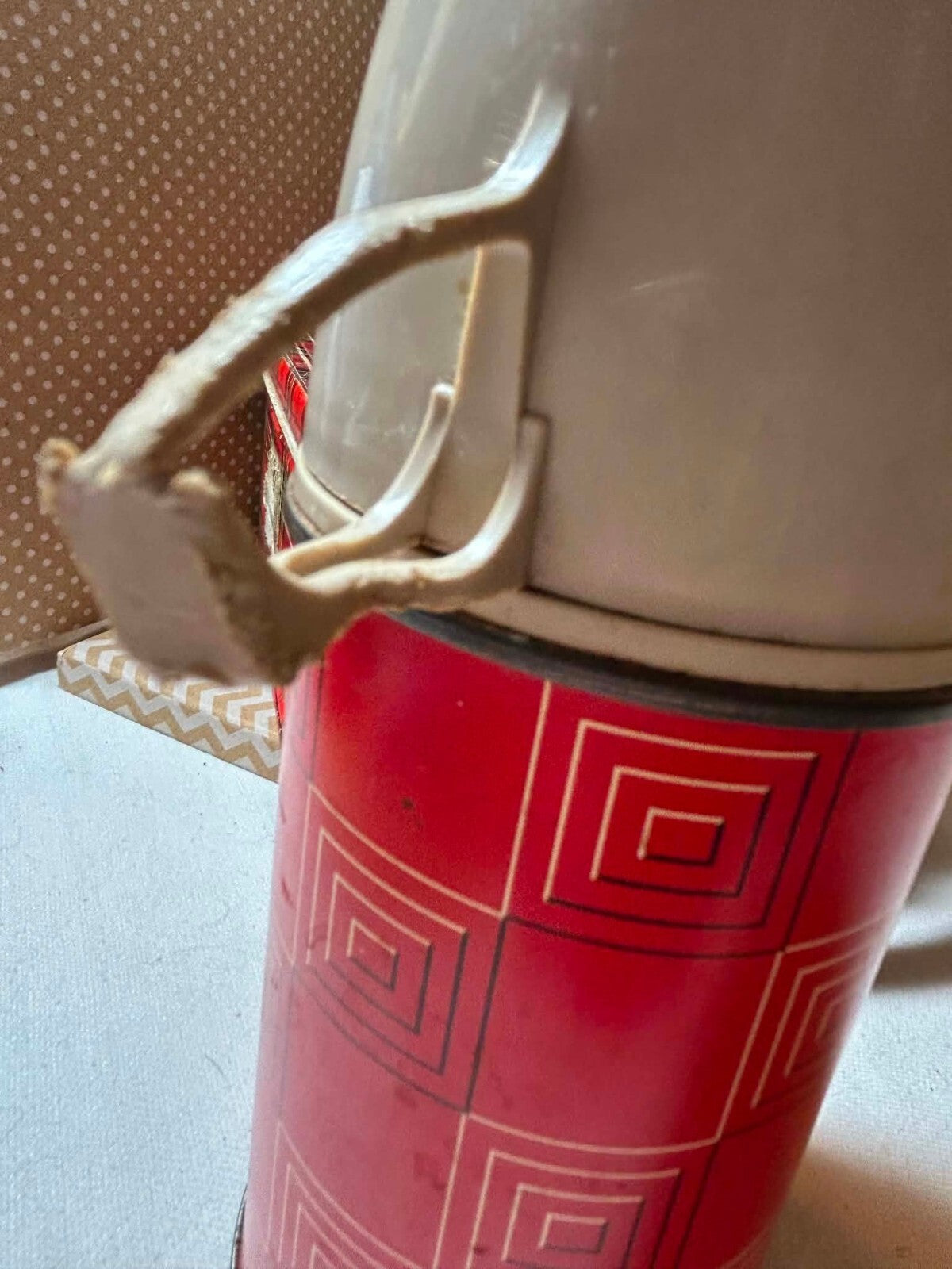 Vintage Aladdin Red Plaid Metal Lunchbox Thermos Safety First School