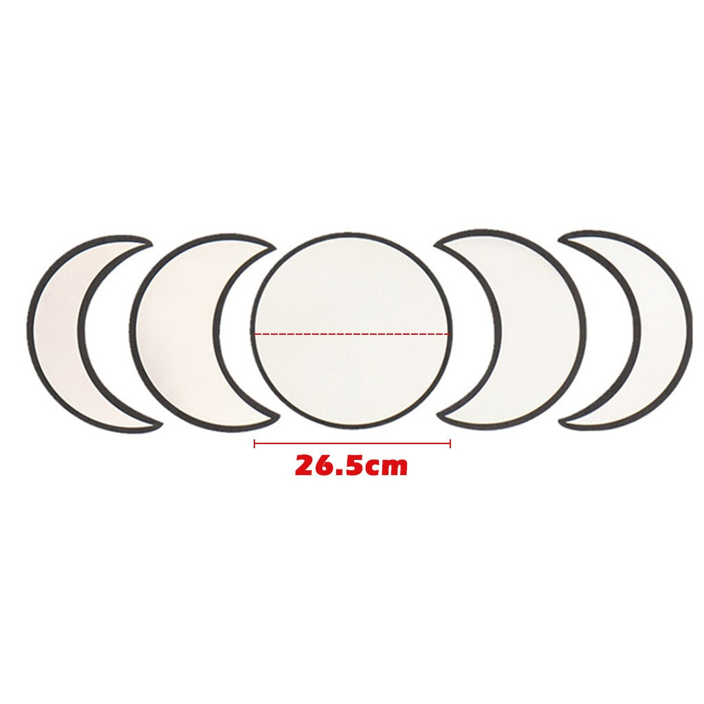 Moon Phase Wall Mirror Set | Black or Beige Wood
