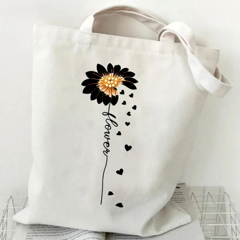Witchy Floral & Moon Canvas Tote Bags
