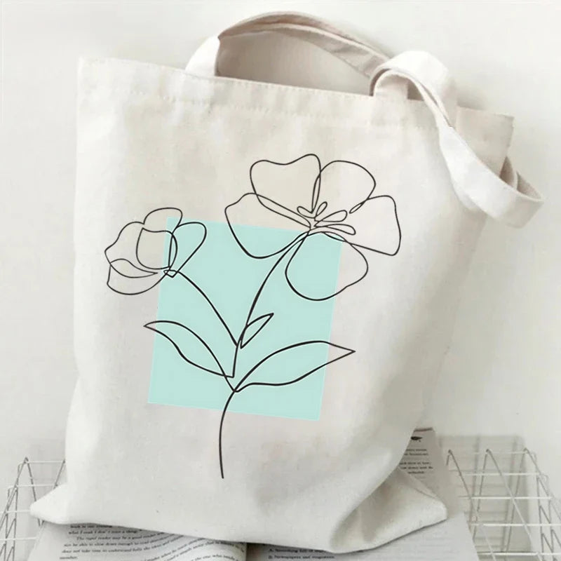 Witchy Floral & Moon Canvas Tote Bags