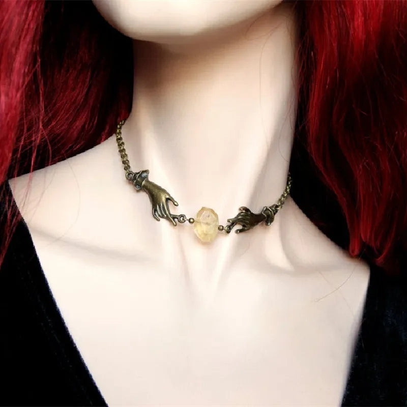 Hand Chain Crystal Necklace