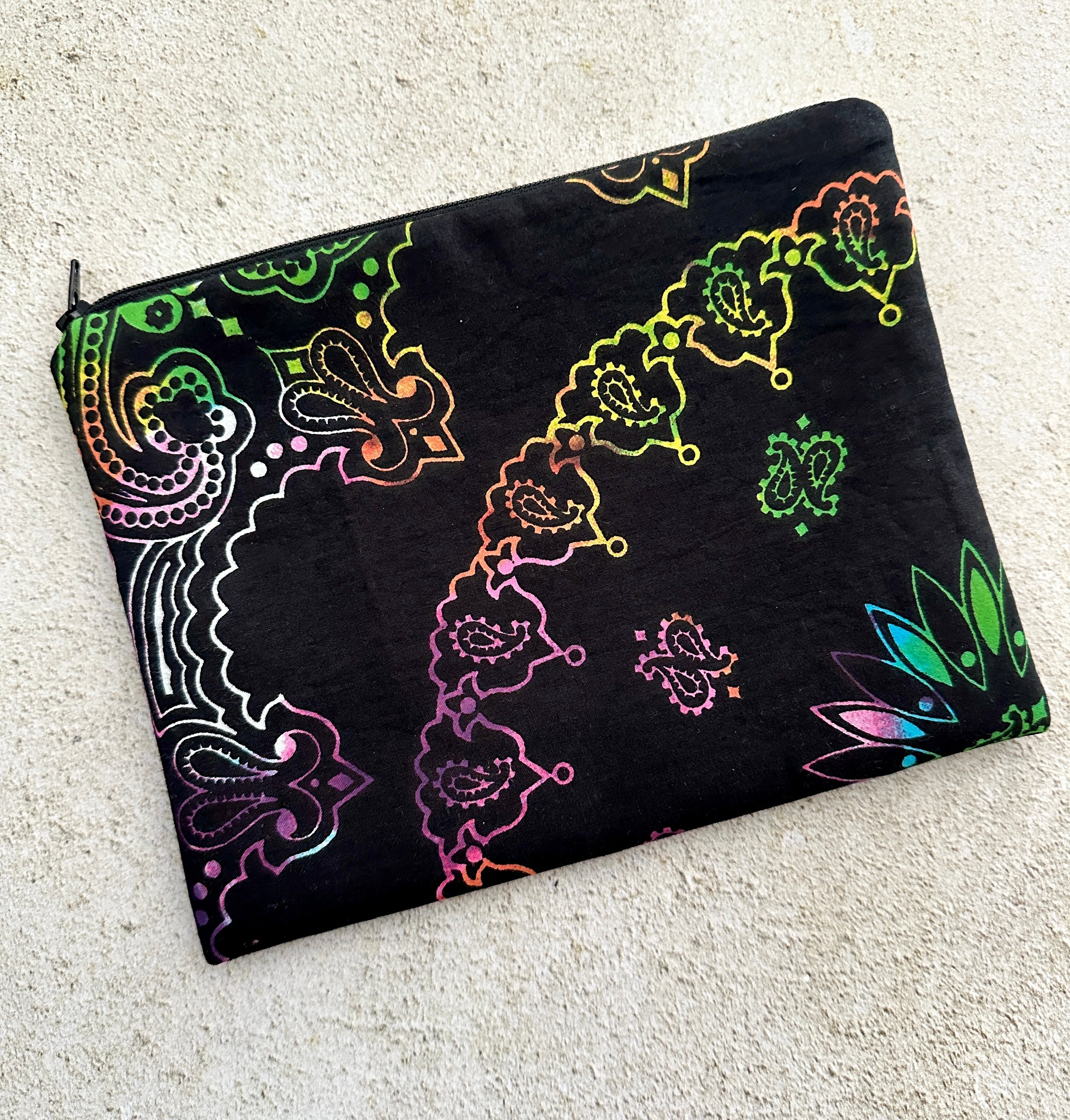 Witchy Rainbow Paisley Tarot Bag Zipper Pouch With Custom Lining Color