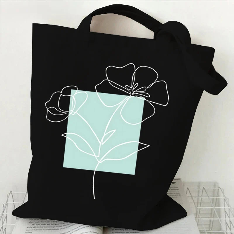 Witchy Floral & Moon Canvas Tote Bags