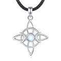Moonstone Triple Moon Knot Sterling Silver Necklace