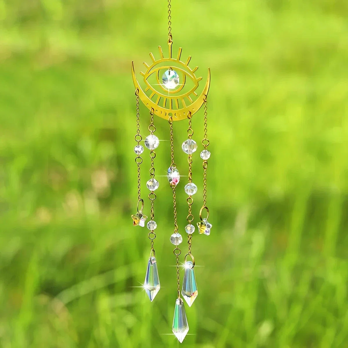 Moon Phase Crystal Sun Catcher | Brass & K9 Crystal