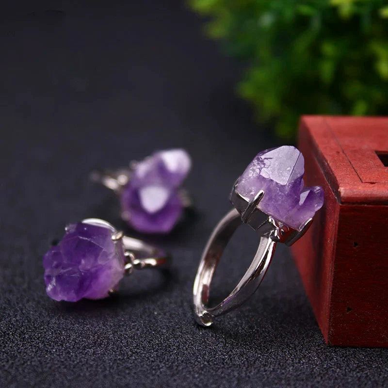 Adjustable Amethyst Cluster Ring
