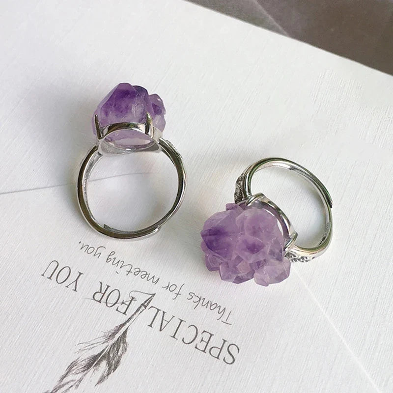 Adjustable Amethyst Cluster Ring