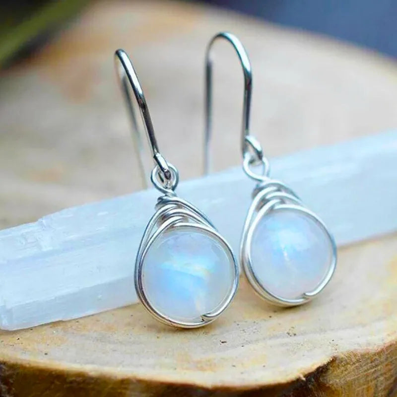 Moonstone Bead Earrings | Gold or Silver-Tone