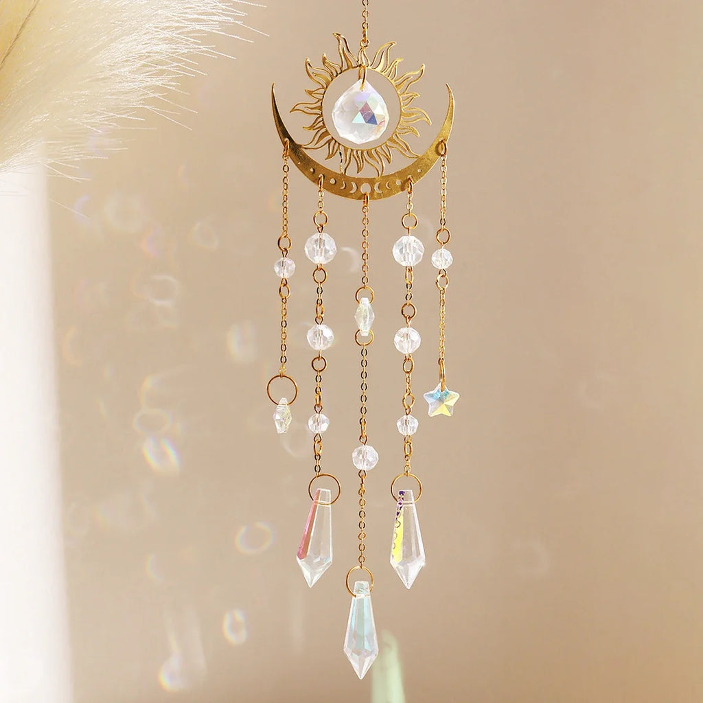 Moon Phase Crystal Sun Catcher | Brass & K9 Crystal