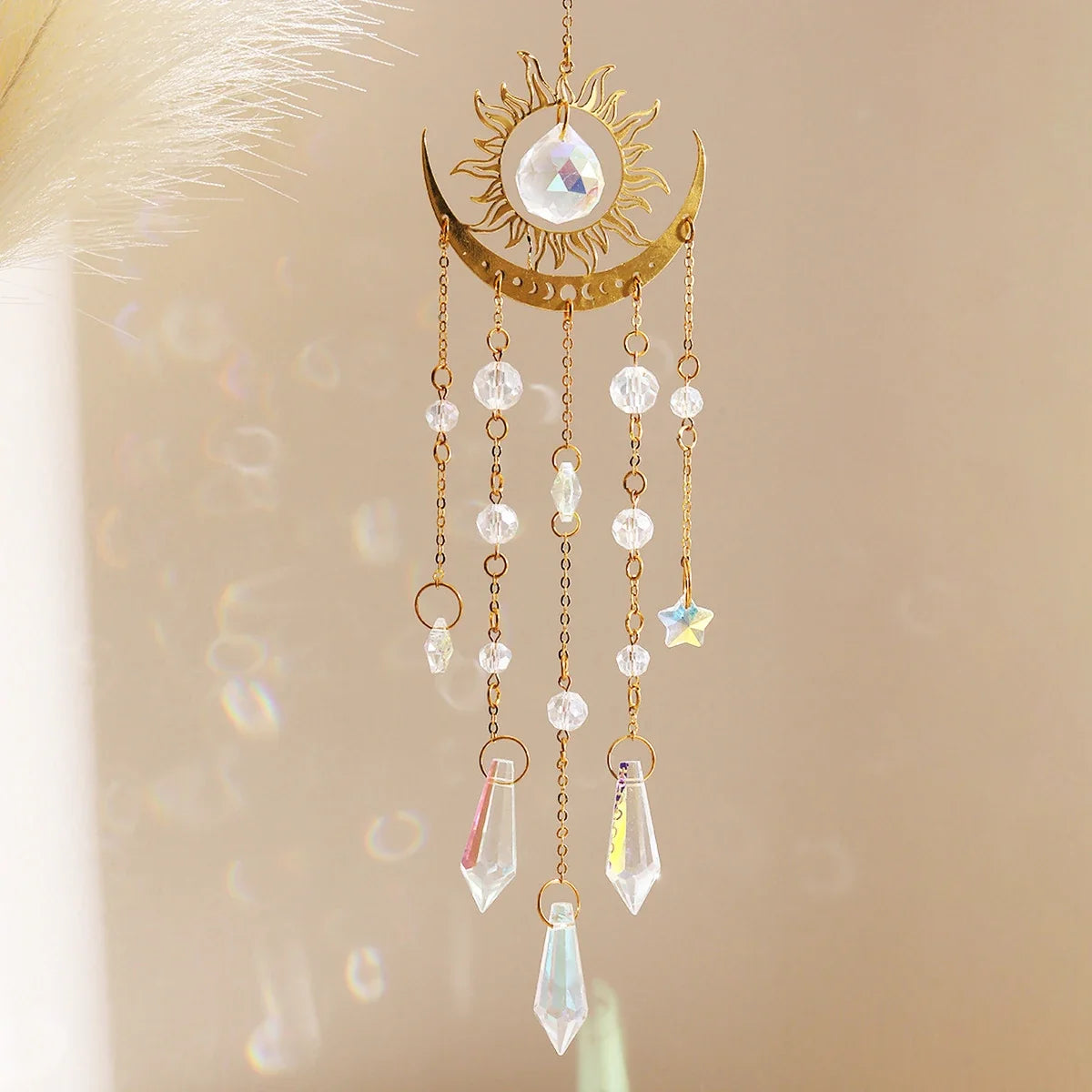Moon Phase Crystal Sun Catcher | Brass & K9 Crystal