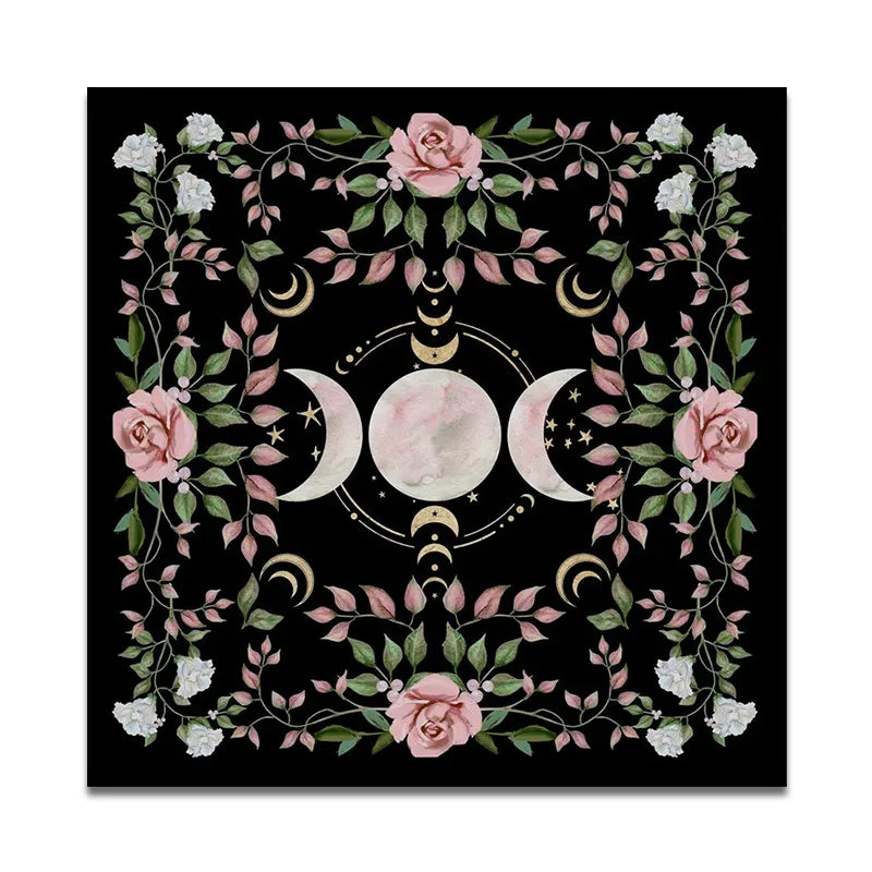 Cottagecore Triple Moon Altar Cloth | Tarot Table Décor
