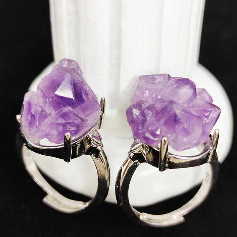 Adjustable Amethyst Cluster Ring