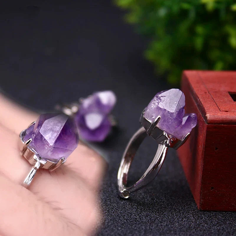Adjustable Amethyst Cluster Ring