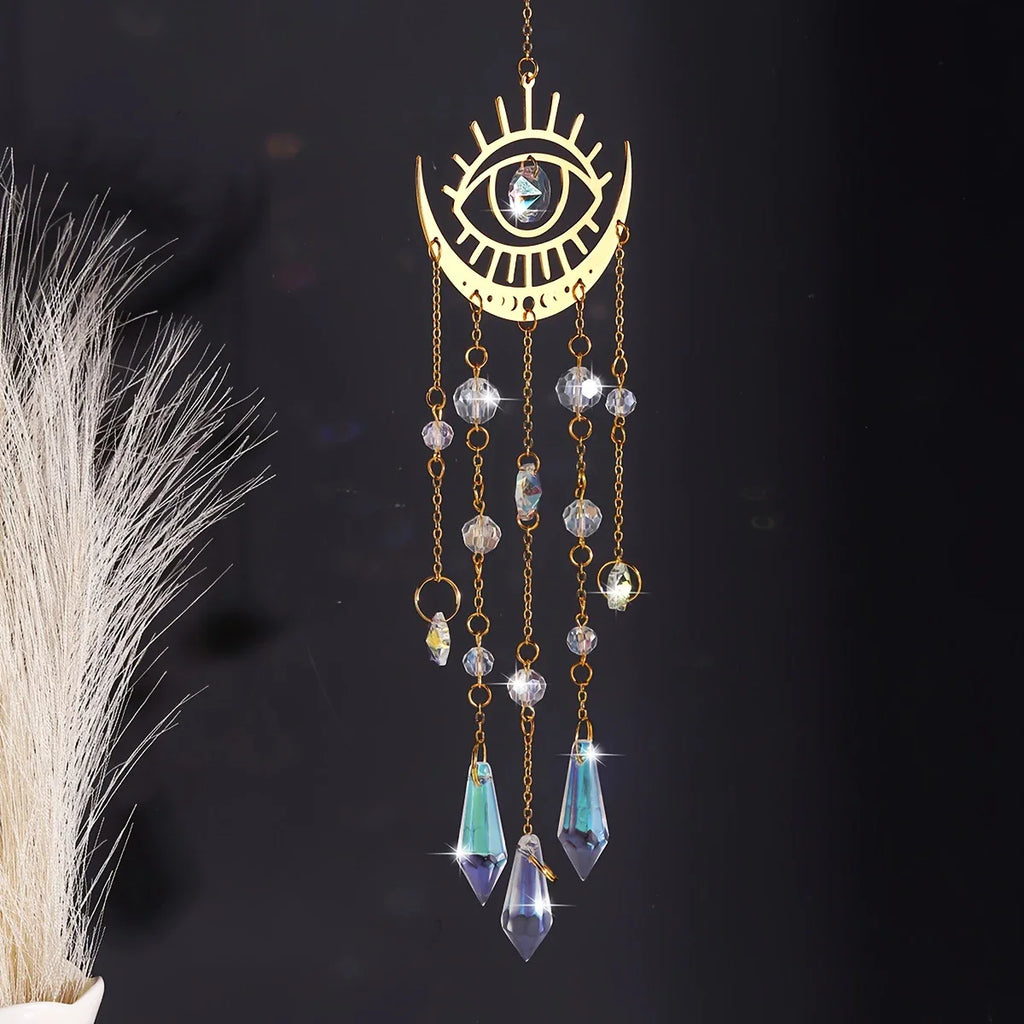 Moon Phase Crystal Sun Catcher | Brass & K9 Crystal