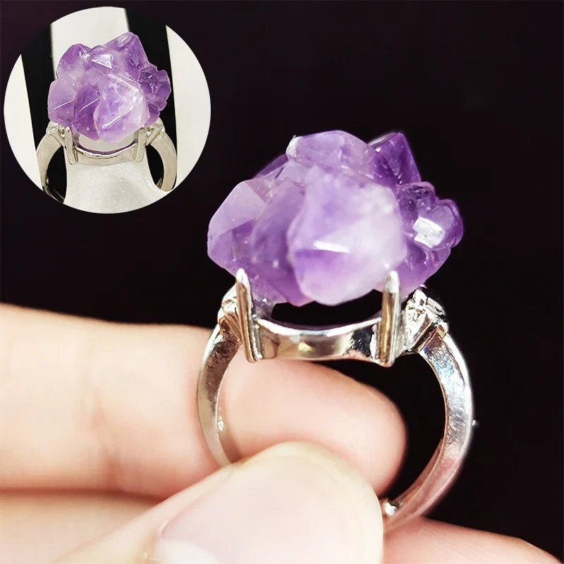 Adjustable Amethyst Cluster Ring