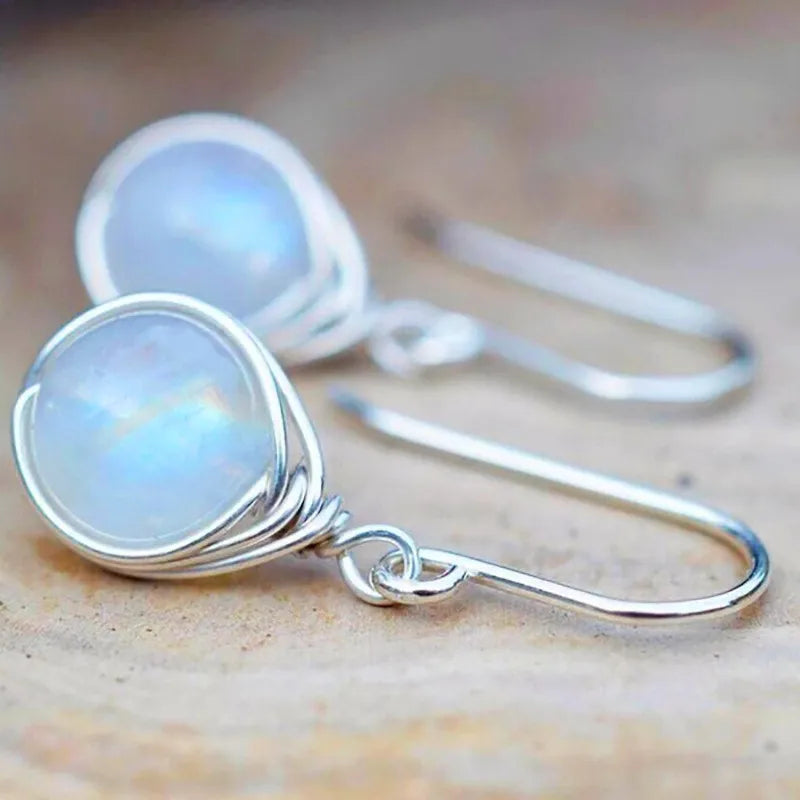 Moonstone Bead Earrings | Gold or Silver-Tone