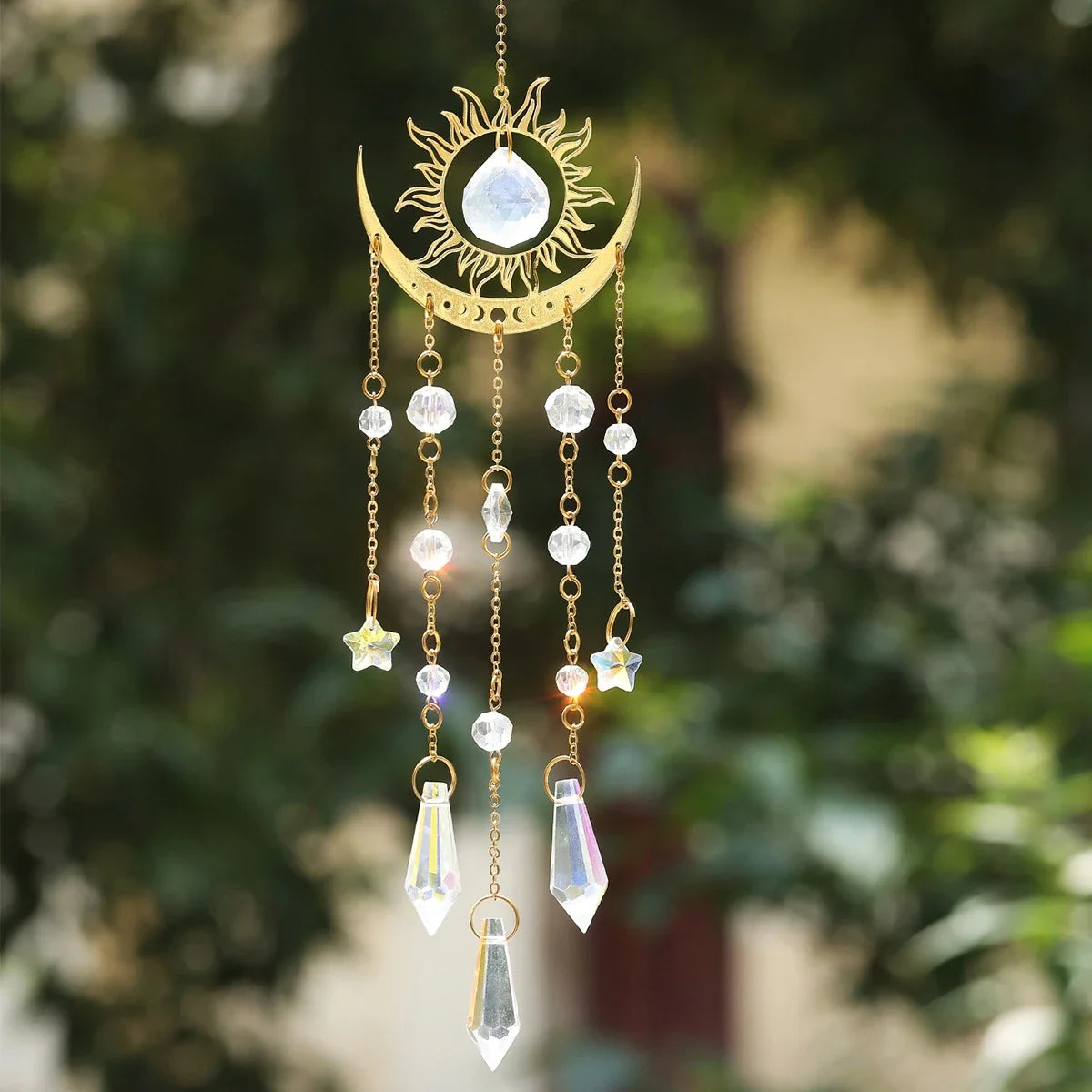 Moon Phase Crystal Sun Catcher | Brass & K9 Crystal