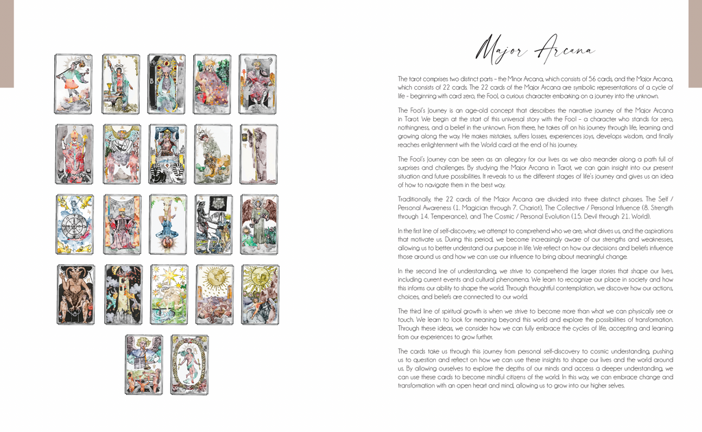 Decoding the Cards tarot workbook by Writual Press, open to a card exercise page (image 5)