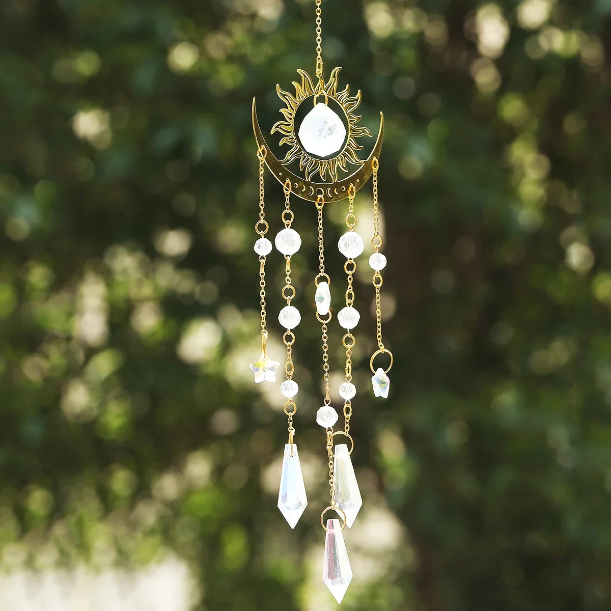 Moon Phase Crystal Sun Catcher | Brass & K9 Crystal