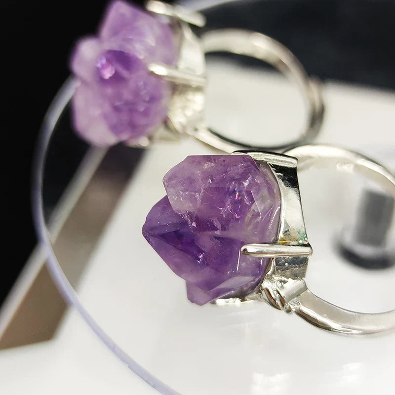 Adjustable Amethyst Cluster Ring