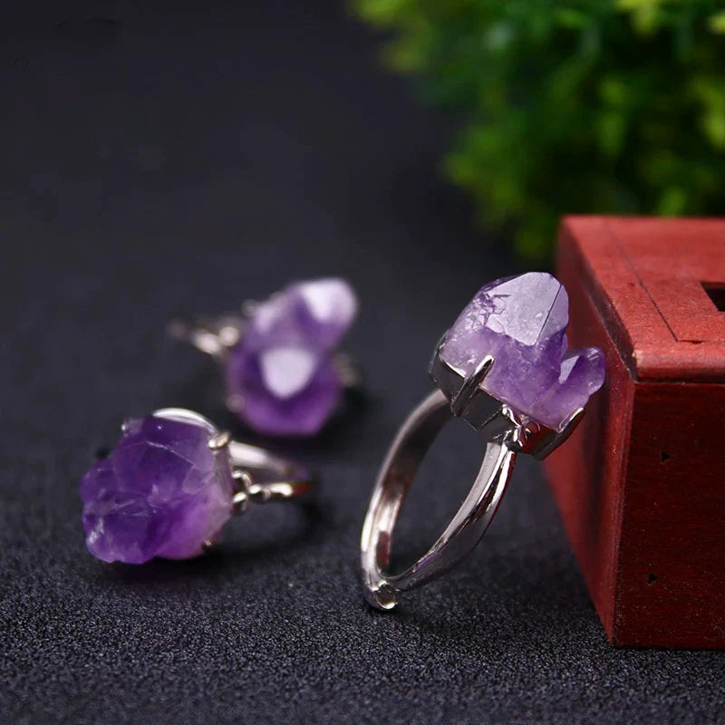 Adjustable Amethyst Cluster Ring