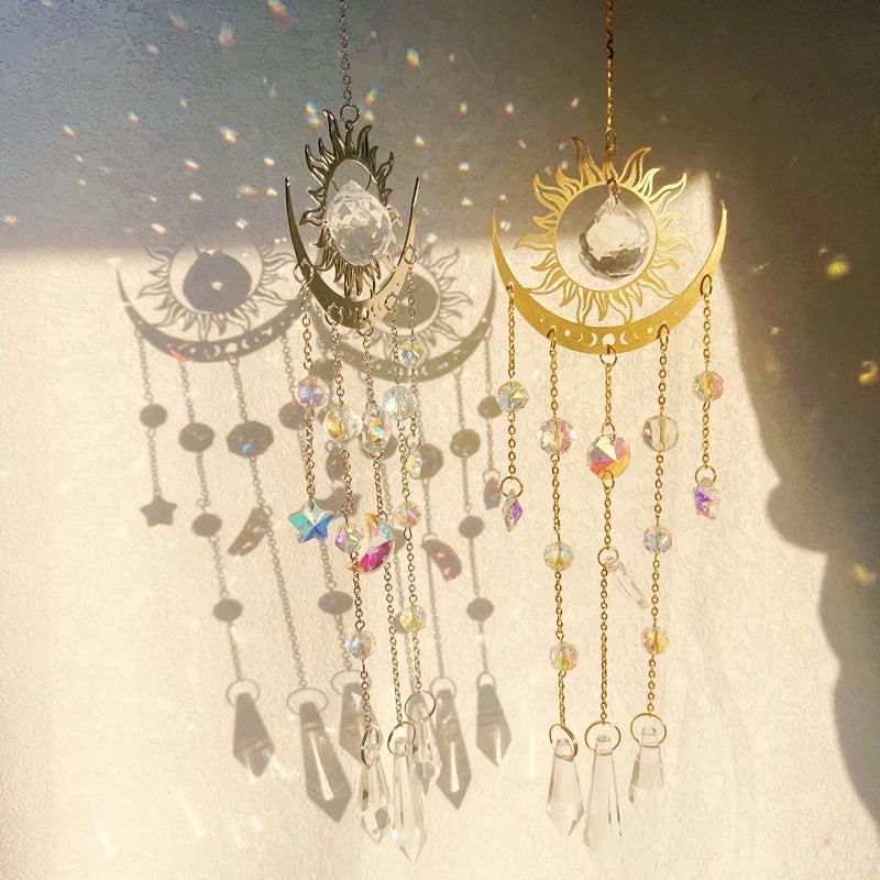 Moon Phase Crystal Sun Catcher | Brass & K9 Crystal